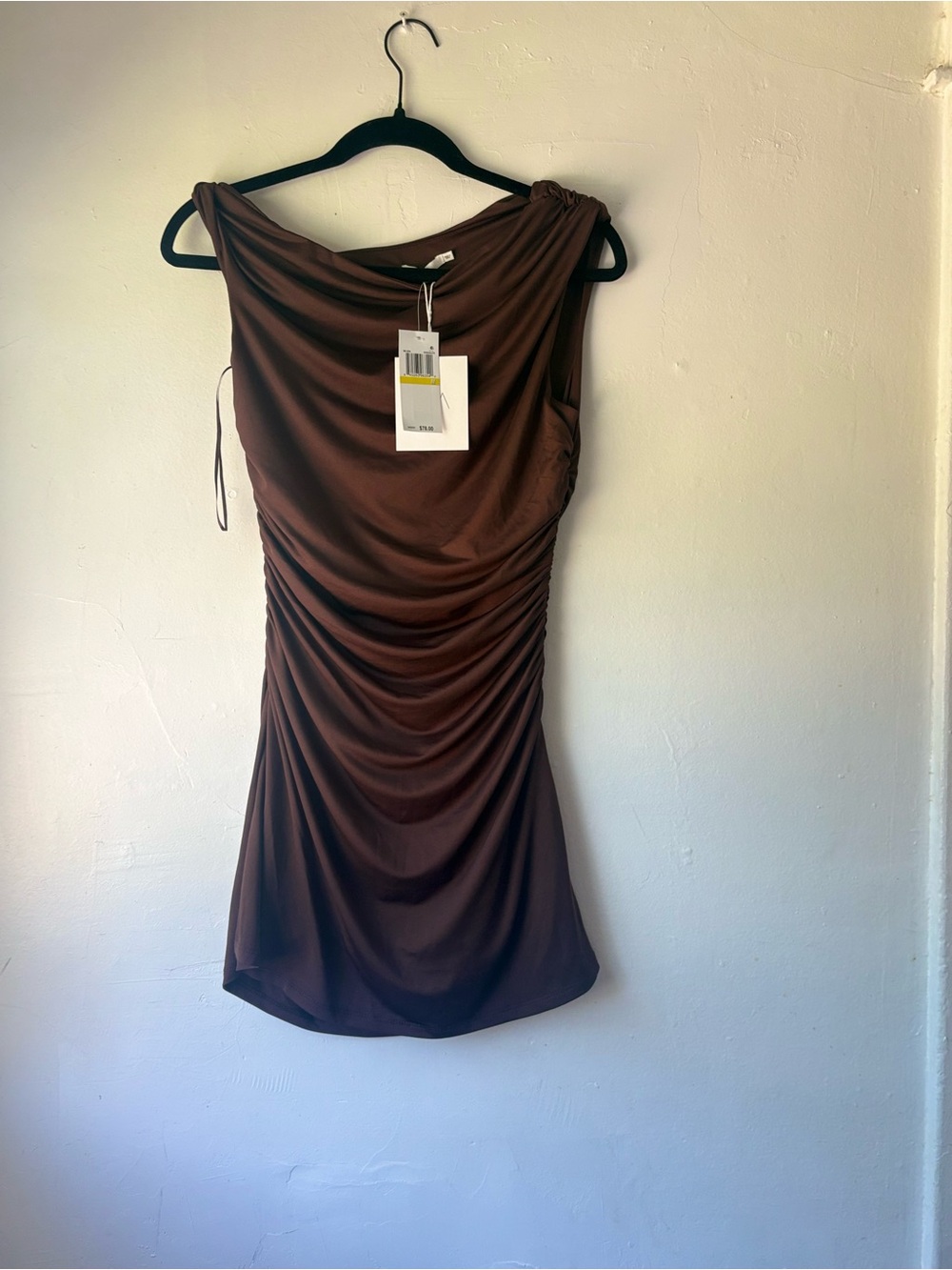 NIA Elegant Brown Ruched Women’s Dress